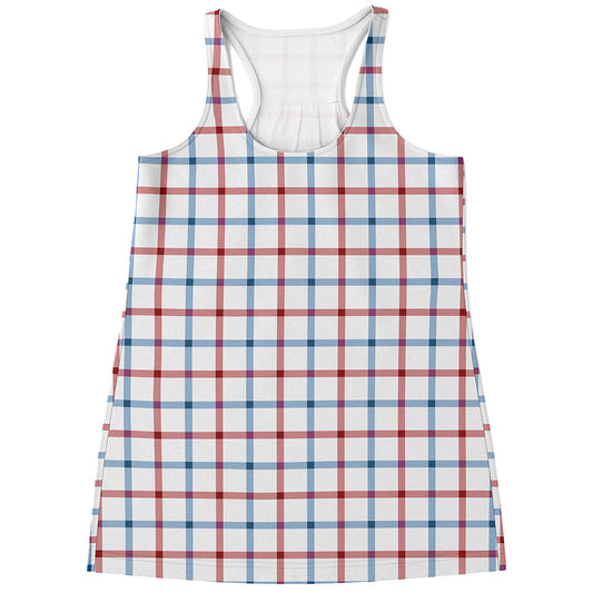 Red And Blue Tattersall Pattern Print Women's Racerback Tank Top