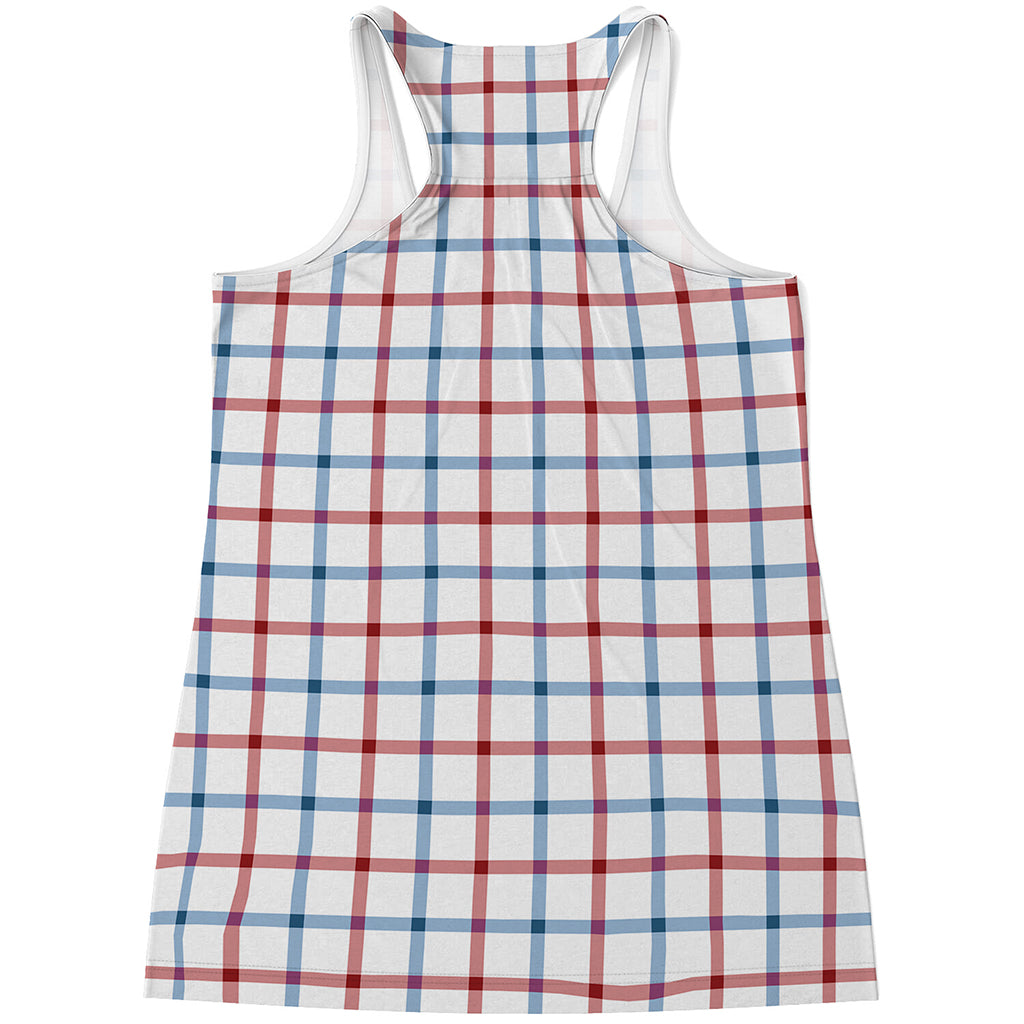 Red And Blue Tattersall Pattern Print Women's Racerback Tank Top