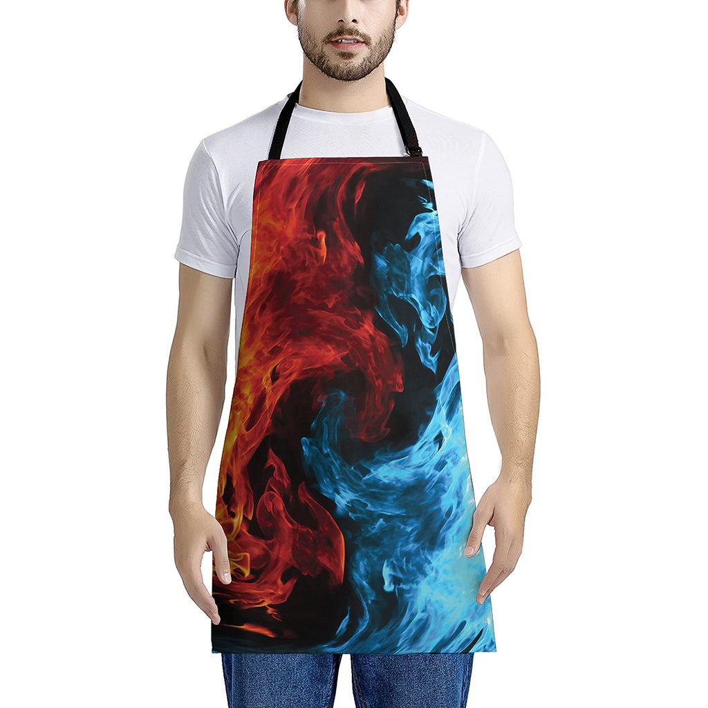Red And Blue Twin Flame Print Apron