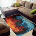 Red And Blue Twin Flame Print Floor Mat