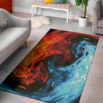 Red And Blue Twin Flame Print Area Rug
