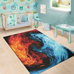 Red And Blue Twin Flame Print Area Rug
