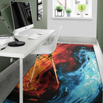 Red And Blue Twin Flame Print Area Rug