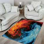 Red And Blue Twin Flame Print Area Rug