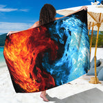 Red And Blue Twin Flame Print Beach Sarong Wrap