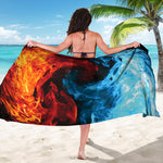 Red And Blue Twin Flame Print Beach Sarong Wrap