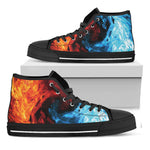 Red And Blue Twin Flame Print Black High Top Shoes