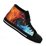 Red And Blue Twin Flame Print Black High Top Shoes