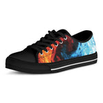 Red And Blue Twin Flame Print Black Low Top Shoes 