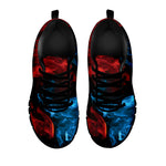 Red And Blue Twin Flame Print Black Sneakers