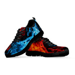 Red And Blue Twin Flame Print Black Sneakers