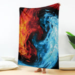 Red And Blue Twin Flame Print Blanket