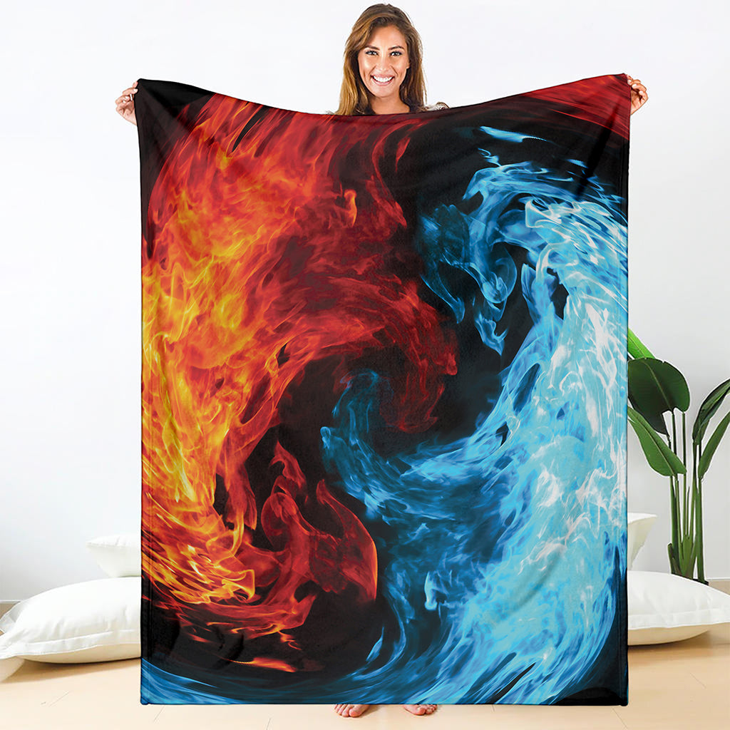 Red And Blue Twin Flame Print Blanket