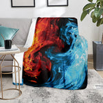 Red And Blue Twin Flame Print Blanket