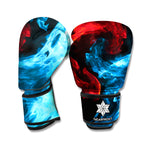 Red And Blue Twin Flame Print Boxing Gloves