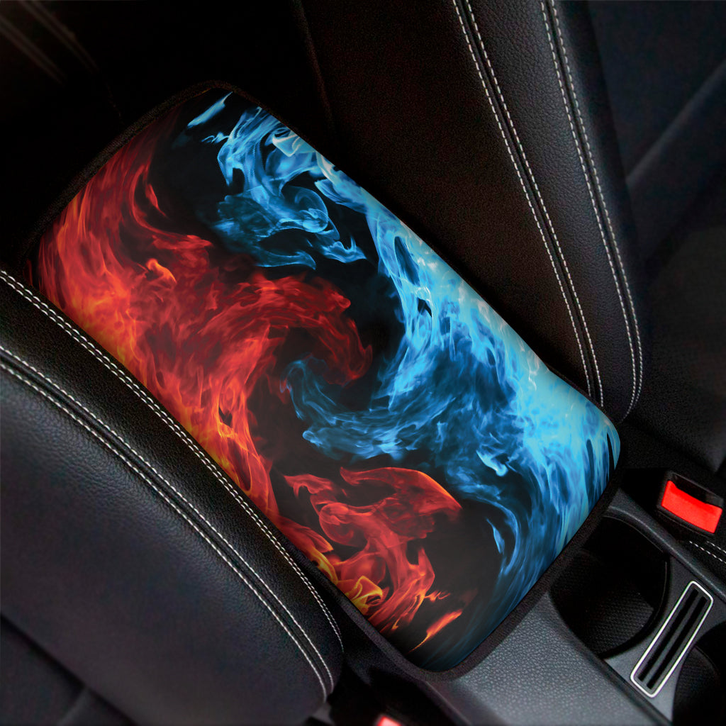 Red And Blue Twin Flame Print Car Center Console Cover