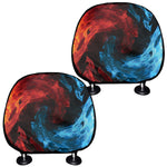 Red And Blue Twin Flame Print Car Headrest Covers