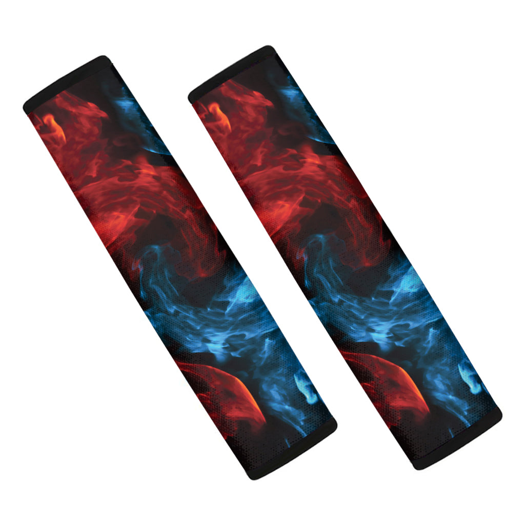 Red And Blue Twin Flame Print Car Seat Belt Covers
