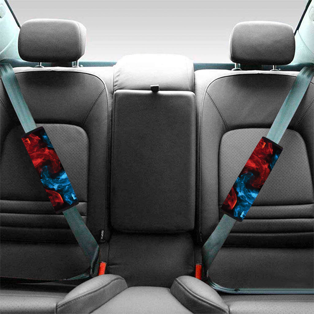 Red And Blue Twin Flame Print Car Seat Belt Covers