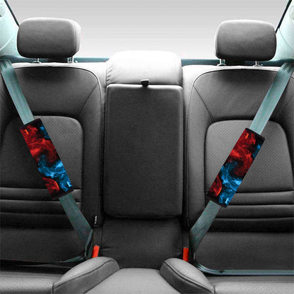 Red And Blue Twin Flame Print Car Seat Belt Covers