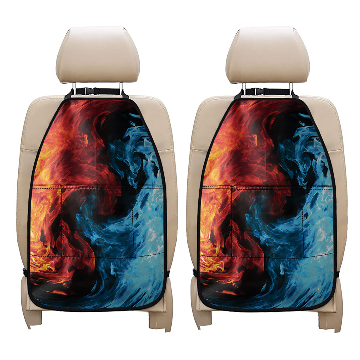 Red And Blue Twin Flame Print Car Seat Organizers