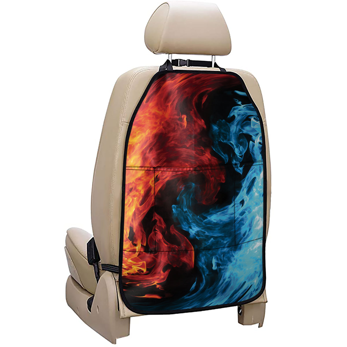 Red And Blue Twin Flame Print Car Seat Organizers