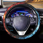 Red And Blue Twin Flame Print Car Steering Wheel Cover
