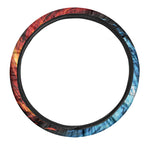 Red And Blue Twin Flame Print Car Steering Wheel Cover