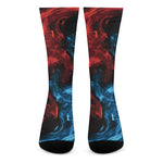 Red And Blue Twin Flame Print Crew Socks