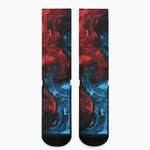 Red And Blue Twin Flame Print Crew Socks
