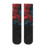 Red And Blue Twin Flame Print Crew Socks