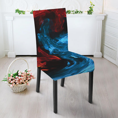Red And Blue Twin Flame Print Dining Chair Slipcover