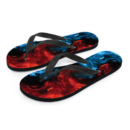 Red And Blue Twin Flame Print Flip Flops