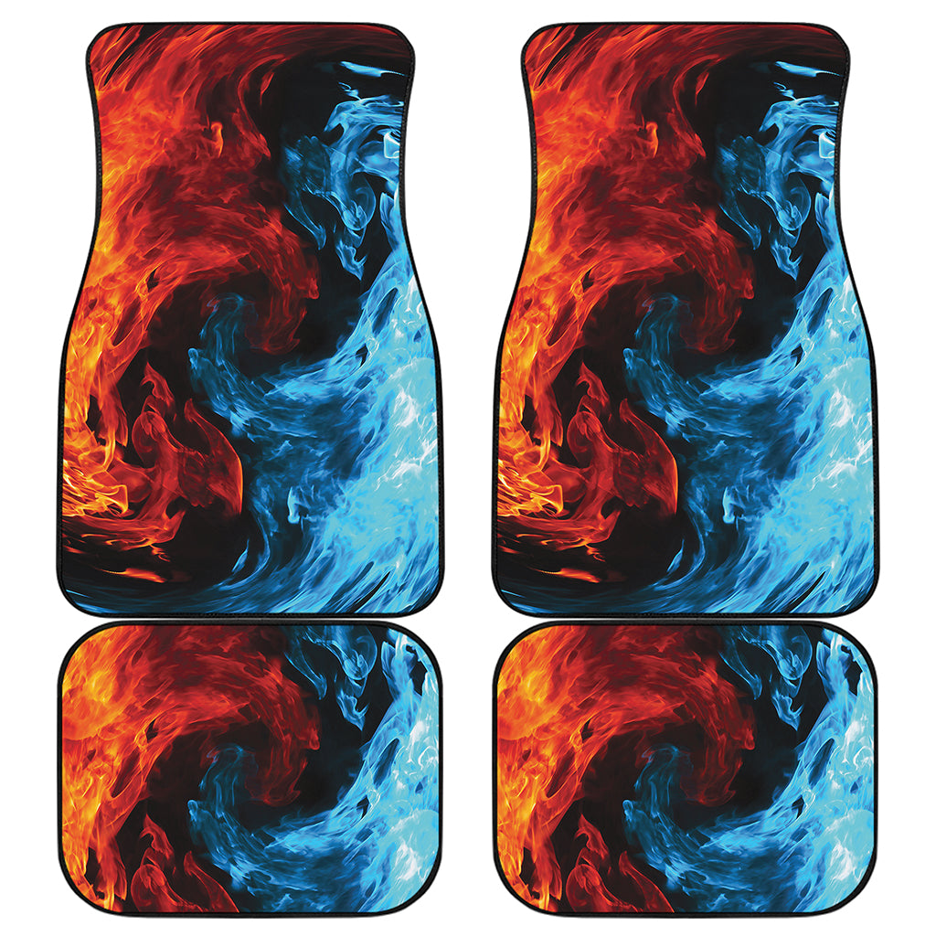 Red And Blue Twin Flame Print Front and Back Car Floor Mats