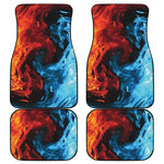 Red And Blue Twin Flame Print Front and Back Car Floor Mats