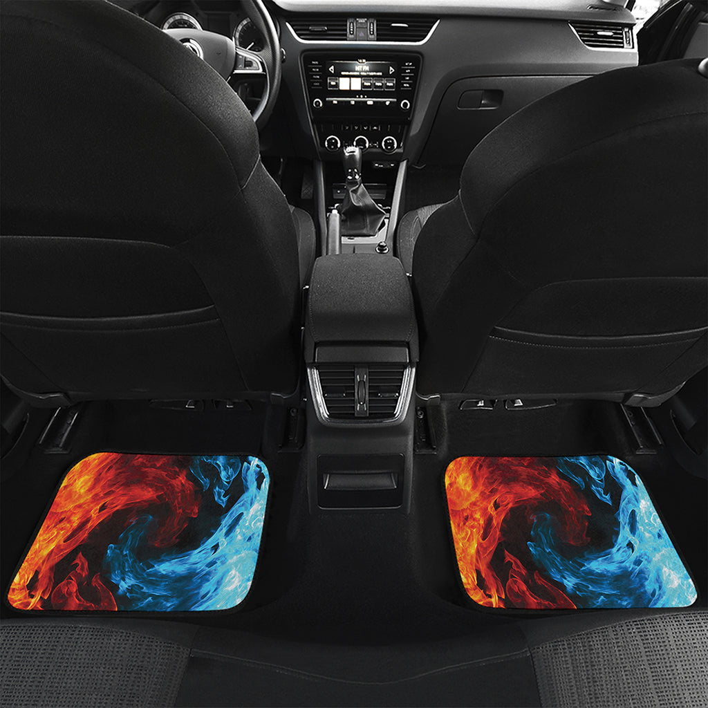 Red And Blue Twin Flame Print Front and Back Car Floor Mats