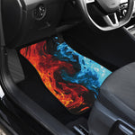 Red And Blue Twin Flame Print Front and Back Car Floor Mats