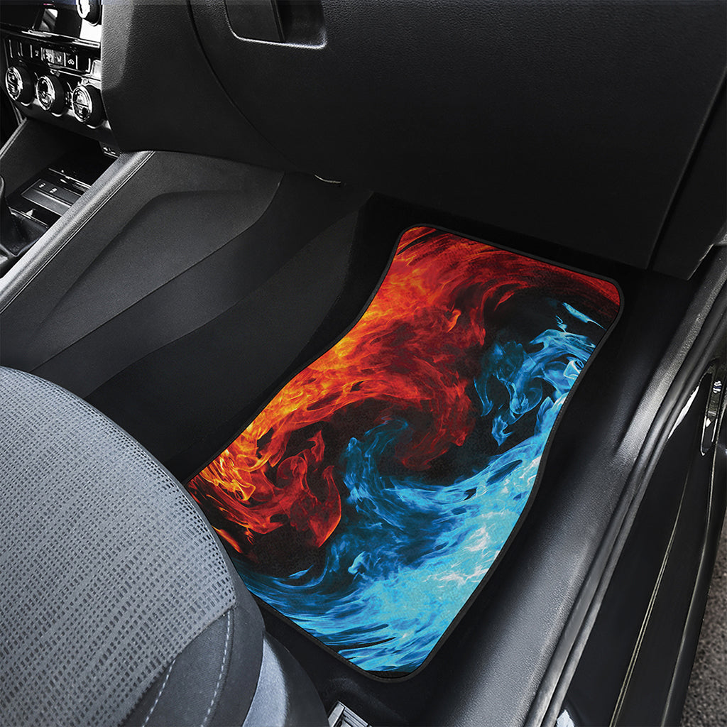Red And Blue Twin Flame Print Front and Back Car Floor Mats