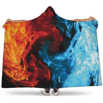 Red And Blue Twin Flame Print Hooded Blanket