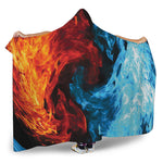 Red And Blue Twin Flame Print Hooded Blanket