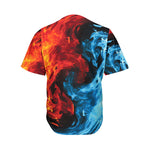 Red And Blue Twin Flame Print Men's Baseball Jersey