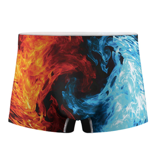 Red And Blue Twin Flame Print Men's Boxer Briefs
