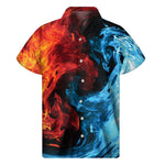 Red And Blue Twin Flame Print Men's Short Sleeve Shirt
