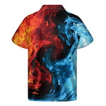 Red And Blue Twin Flame Print Men's Short Sleeve Shirt