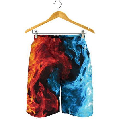 Red And Blue Twin Flame Print Men's Shorts