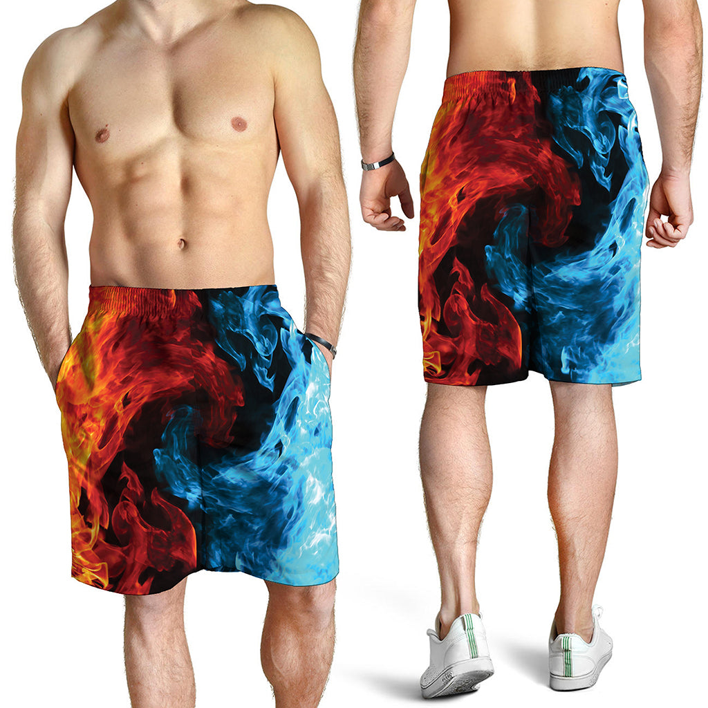 Red And Blue Twin Flame Print Men's Shorts