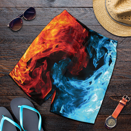 Red And Blue Twin Flame Print Men's Shorts