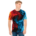 Red And Blue Twin Flame Print Men's T-Shirt