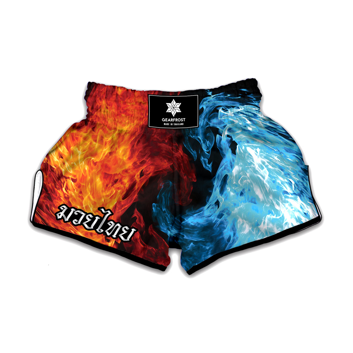 Red And Blue Twin Flame Print Muay Thai Boxing Shorts