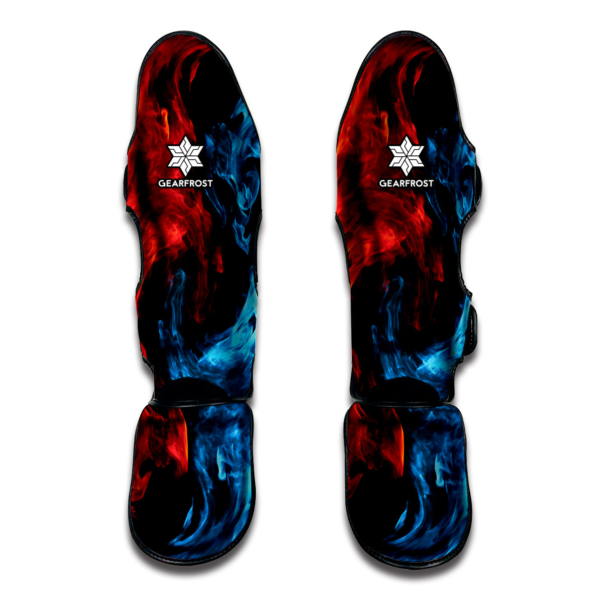 Red And Blue Twin Flame Print Muay Thai Shin Guard